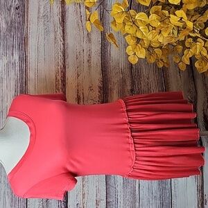 FOR THE REBUPLIC SCARLETT SHORT SLEEVE PLEATED LONG PULLOVER KNIT TOP/DRESS
